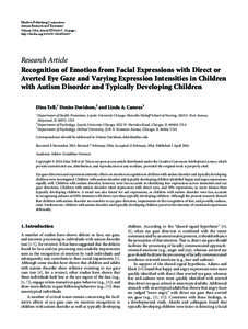 Health / Pervasive developmental disorders / Neurological disorders / Emotions / Autism spectrum / Developmental neuroscience / Face perception / Facial expression / Asperger syndrome / Psychiatry / Autism / Abnormal psychology