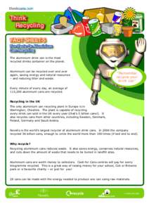 Think Recycling FACt SHEEt-5 Fun Facts On Aluminium Can Recycling The aluminium drink can is the most