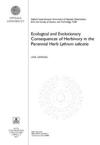 Digital Comprehensive Summaries of Uppsala Dissertations from the Faculty of Science and Technology 1238 Ecological and Evolutionary Consequences of Herbivory in the Perennial Herb Lythrum salicaria