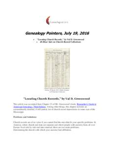 Genealogy Pointers, July 19, 2016  