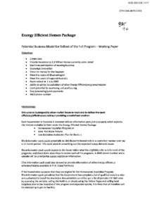 AGS[removed]CTH[removed]Energy Efficient Homes Package Potential Business Model for Rollout of the Full Program - Working Paper