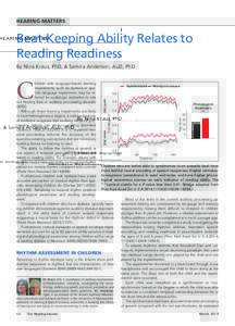 HEARING MATTERS  Beat-Keeping Ability Relates to Reading Readiness By Nina Kraus, PhD, & Samira Anderson, AuD, PhD