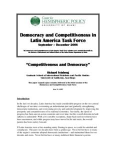 COMPETITIVENESS AND DEMOCRACY