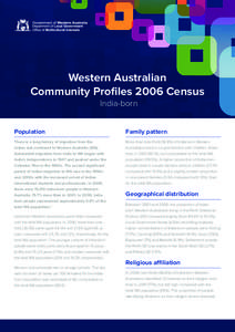 Western Australian Community Profiles 2006 Census India-born Population  Family pattern