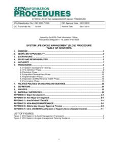 SYSTEM LIFE CYCLE MANAGEMENT (SLCM) PROCEDURE