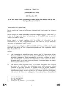 PE[removed]C[removed]COMMISSION DECISION of 15 December 2009 on the 2009 Annual Action Programme for Guinea-Bissau to be financed from the 10th European Development Fund