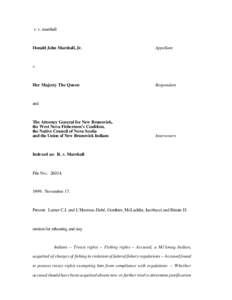 R. v. Sparrow / Appeal / R. v. Marshall / R. v. Badger / Delgamuukw v. British Columbia / Supreme Court of Canada / R. v. Gladstone / Andrews v. Law Society of British Columbia / Law / Case law / Canada