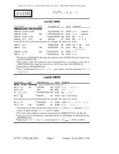 Citation: K.A. Olive et al. (Particle Data Group), Chin. Phys. C, 38, and 2015 update  I G (J PC ) = 0− (1 − − ) J/ψ(1S)