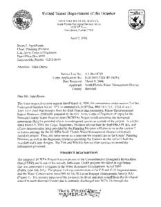 United States Department of the Interior FISH AND WILDLIFE SERVICE South Florida Ecological Services Office 1339 2othStreet Vero Beach, Florida 32960