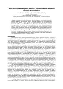 When do diagrams enhance learning? A framework for designing relevant representations Jodi L. Davenport, David Yaron, David Klahr and Kenneth Koedinger Carnegie Mellon University 5000 Forbes Avenue, Pittsburgh PAE