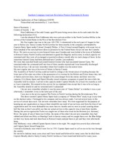 Southern Campaign American Revolution Pension Statements & Rosters Pension Application of Peter Eddleman S30398 Transcribed and annotated by C. Leon Harris. State of Kentucky } County of Fayette } SS Peter Eddleman of th