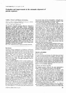 Protein Engineeringvol.l no.2 pp.89-94, 1987  Evaluation and improvementsin the automatic alignment of protein sequences  from chicken alpha and beta haemoglobin,varying the usersuppliedgap-penaltyparameterswill producea