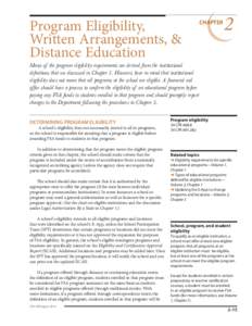 [removed]FSA Handbook Volume 2, Chapter 2: Program Eligibility, Written Arrangements, & Distance Education