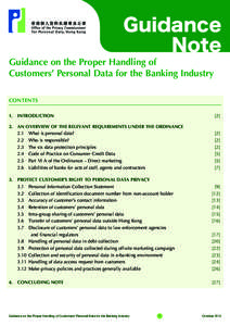 Guidance Note Guidance on the Proper Handling of Customers’ Personal Data for the Banking Industry CONTENTS