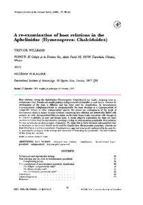 A re-examination of host relations in the Aphelinidae (Hymenoptera: Chalcidoidea)