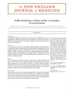 new england journal of medicine The Willful Modulation of Brain Activity in Disorders of Consciousness