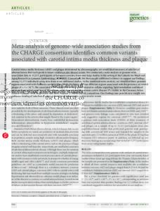 Articles  © 2011 Nature America, Inc. All rights reserved. Meta-analysis of genome-wide association studies from the CHARGE consortium identifies common variants