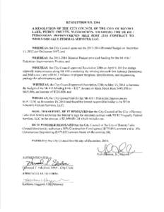 RESOLUTION NOA RESOLUTION OF THE CITY COUNCIL OF THE CITY OF BONNEY LAKE, PIERCE COUNTY, WASHINGTON, AWARD ING THE SR 410 I PEDESTRIAN IMPROVEMENTS MILE POSTCONTRACT TO WHH NISQUALLY FEDERAL SERVICES, LLC. 