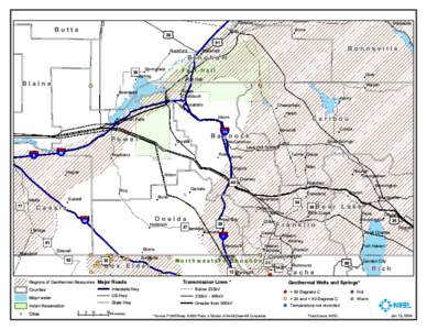 Geothermal Resource Map of Idaho  and Utah Reservation Lands