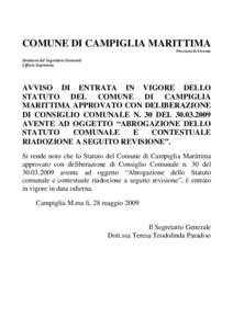 COMUNE DI CAMPIGLIA MARITTIMA Provincia di Livorno