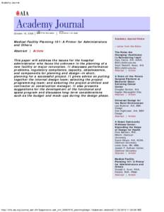 Academy Journal  October 18, 2006 |