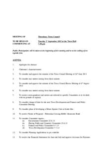 MEETING OF  Thornbury Town Council TO BE HELD ON COMMENCING AT