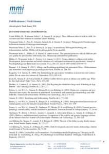 Publikationen / Heidi Simoni chronologisch, Stand Januar 2016 ZEITSCHRIFTENARTIKEL (PEER REVIEWED) Cusati Müller, M., Wustmann Seiler, C. & Simoni, H. (in prep.). Three different ratios of adult to child: Assessment and