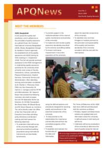 Issue No. 2 March 2009 Asia-Pacific Quality Network MEET THE MEMBERS AIUB, Bangladesh