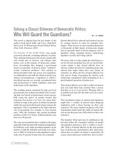 Solving a Classic Dilemma of Democratic Politics:  Who Will Guard the Guardians? This article is adapted from the last chapter of the author’s book Speak Softly and Carry a Big Stick: How Local TV Broadcasters Exert Po