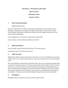 APAC Minutes – Meeting May 25, 2016 1:00pm Music City Central 400 Charlotte Avenue Nashville, TN.