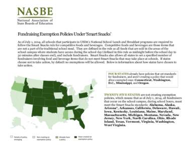 Fundraising Exemption Policies Under ‘Smart Snacks’ As of July 1, 2014, all schools that participate in USDA’s National School Lunch and Breakfast programs are required to follow the Smart Snacks rule for competiti