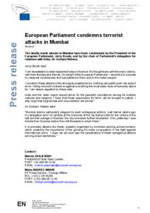 Press release  European Parliament condemns terrorist attacks in Mumbai General