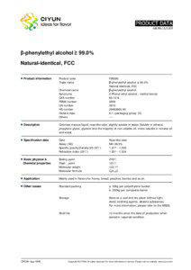 β-phenylethyl alcohol ≥ 99.0% Natural-identical, FCC ● Product information