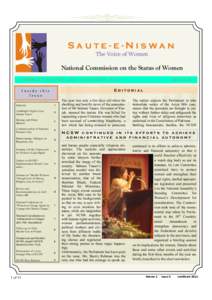 S a u t e - e - N i swa n The Voice of Women National Commission on the Status of Women NEWSLETTER FOR JAN. TO MARCH, 2011