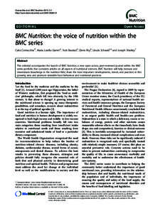 Cornacchia et al. BMC Nutrition 2015, 1:1 http://www.biomedcentral.comEDITORIAL  Open Access