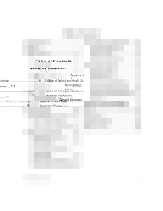 Table of Contents Academic Calendar ....................................... vi Administration ................................................. 1 Faculty ............................................................ 5 Gen