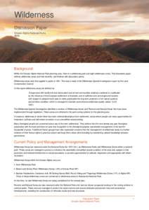 Wilderness Discussion Paper Greater Alpine National Parks