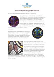 Glass art / Stained glass conservation / Glass / Conservation-restoration / Paint / Came / Architectural glass / British and Irish stained glass / Visual arts / Windows / Stained glass