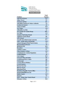 Exhibitor A2B Travel Extras Abbey Travel American Airlines Abu Dhabi Tourism & Culture Authority Accident & General