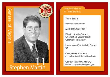 Senate of Virginia  11 Stephen Martin  Stephen Martin