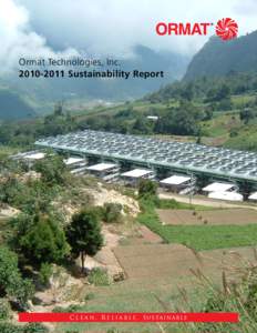 Ormat Technologies, Inc[removed]Sustainability Report C l e a n , R e l i a b l e , S u s ta in a bl e  Table of Contents