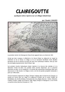 CLAIREGOUTTE quelques notes repères sur un village industrieux par Claude CANARD