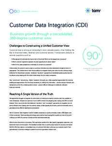 customer data integration  Customer Data Integration (CDI) Business growth through a consolidated, 360-degree customer view Challenges to Constructing a Unified Customer View