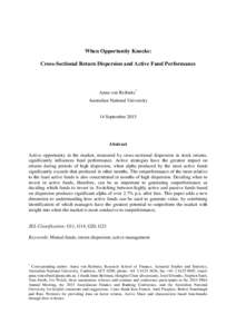 When Opportunity Knocks - Cross-Sectional Return Dispersion and Active Fund Performance