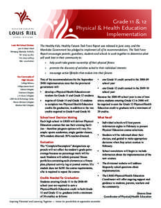 Grade 11 & 12 SUPERINTENDENT’S Physical & Health Education Implementation