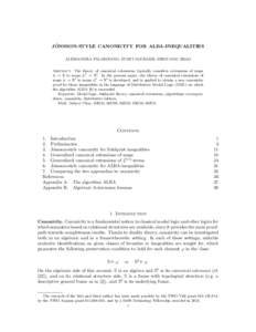 ´ JONSSON-STYLE CANONICITY FOR ALBA-INEQUALITIES ALESSANDRA PALMIGIANO, SUMIT SOURABH, ZHIGUANG ZHAO Abstract. The theory of canonical extensions typically considers extensions of maps A ! B to maps A ! B . In the prese