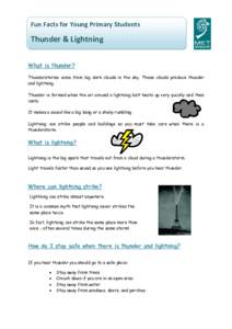 Fun Facts for Young Primary Students  Thunder & Lightning What is thunder? Thunderstorms come from big dark clouds in the sky. These clouds produce thunder and lightning.