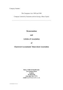 Company Number:  The Companies Acts 1985 and 1989 Company Limited by Guarantee and not having a Share Capital _________________________________________________________