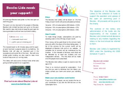 Beccles Lido needs your support ! Prizes 50 years ago Beccles took pride in a fine new open air swimming pool.