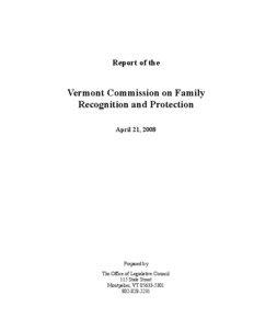 Report of the  Vermont Commission on Family